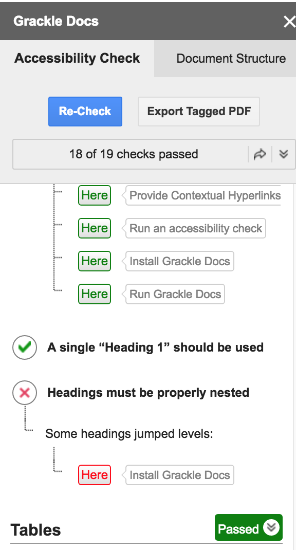 A corrected Grackle accessibility report
