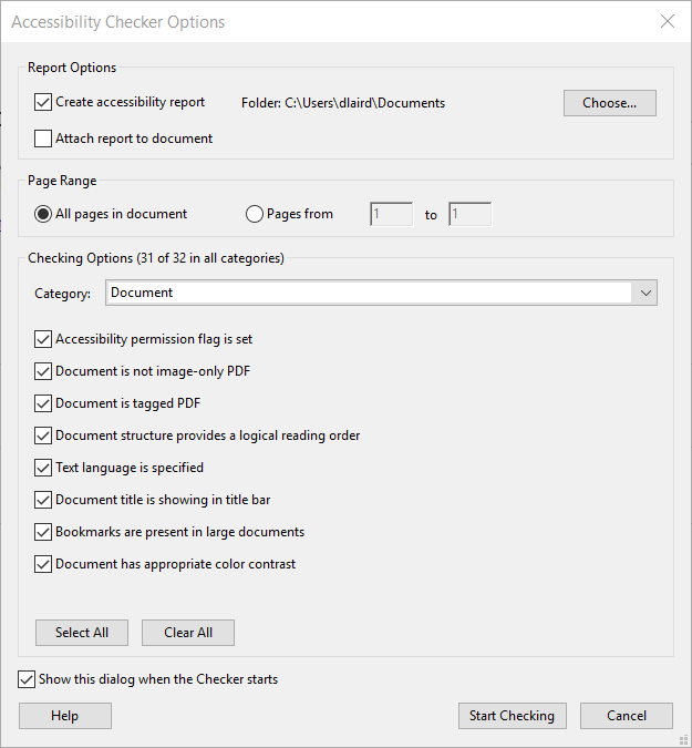 Acrobat accessibility automated checker