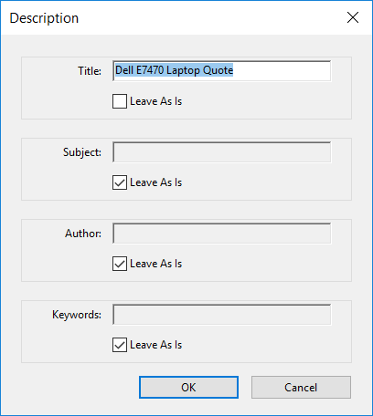 Action wizard description dialog box