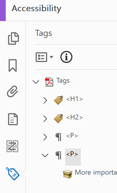 Tags pane