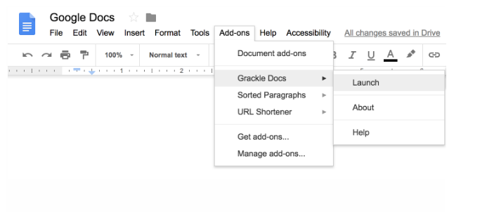 From the main navigation, go to the Add-on tab, choose Grackle, then Launch