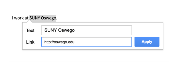 enter the link in the dialog box