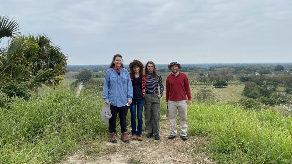 Dr. Ossa and three Oswego students on Cerro del Gallo in El Zapotal, Veracruz, Mexico
