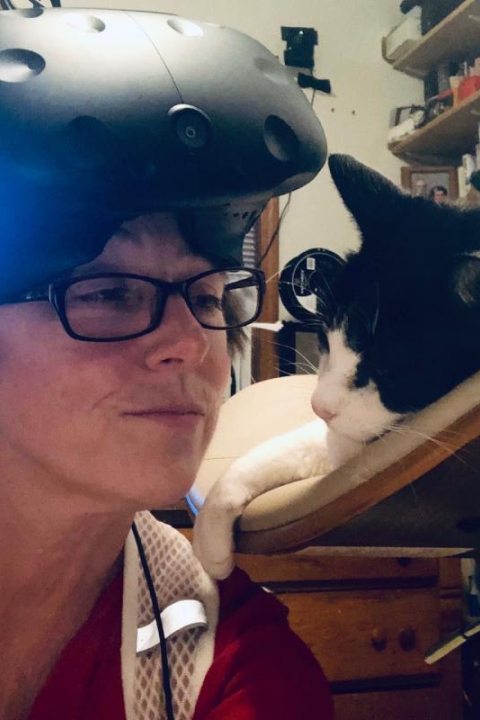 photo of Cara Brewer Thompson and her cat