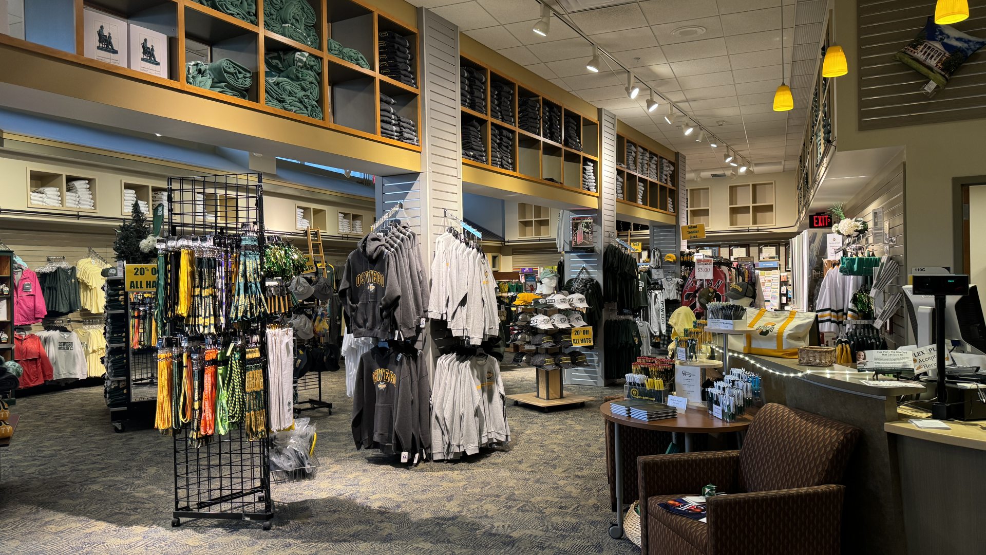 Photo of the college clothing store. 