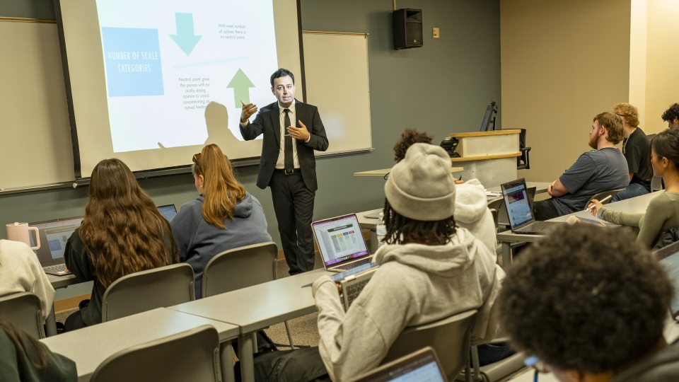 Professor Tajvarpour in class