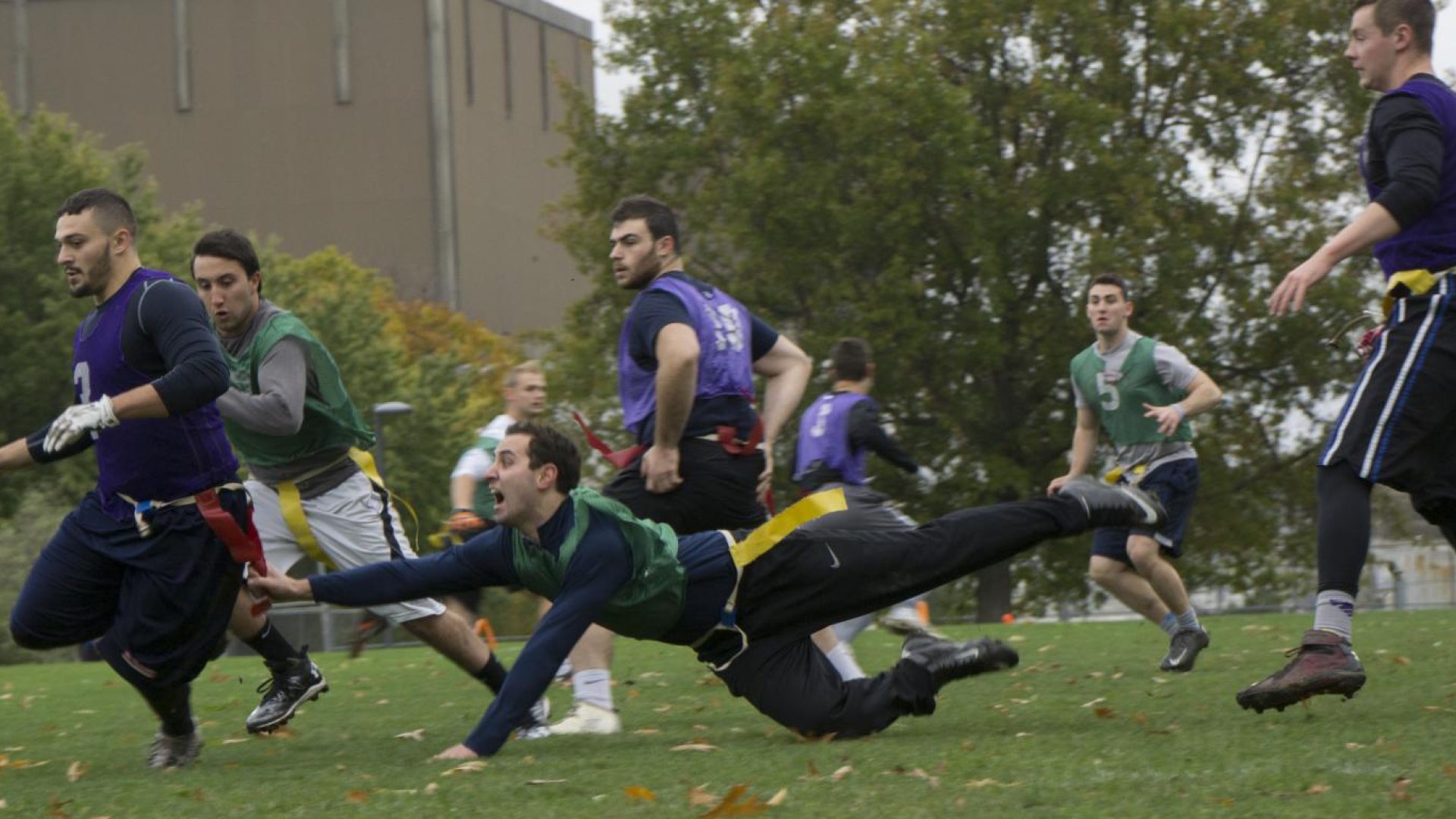 A group of people playing rugby