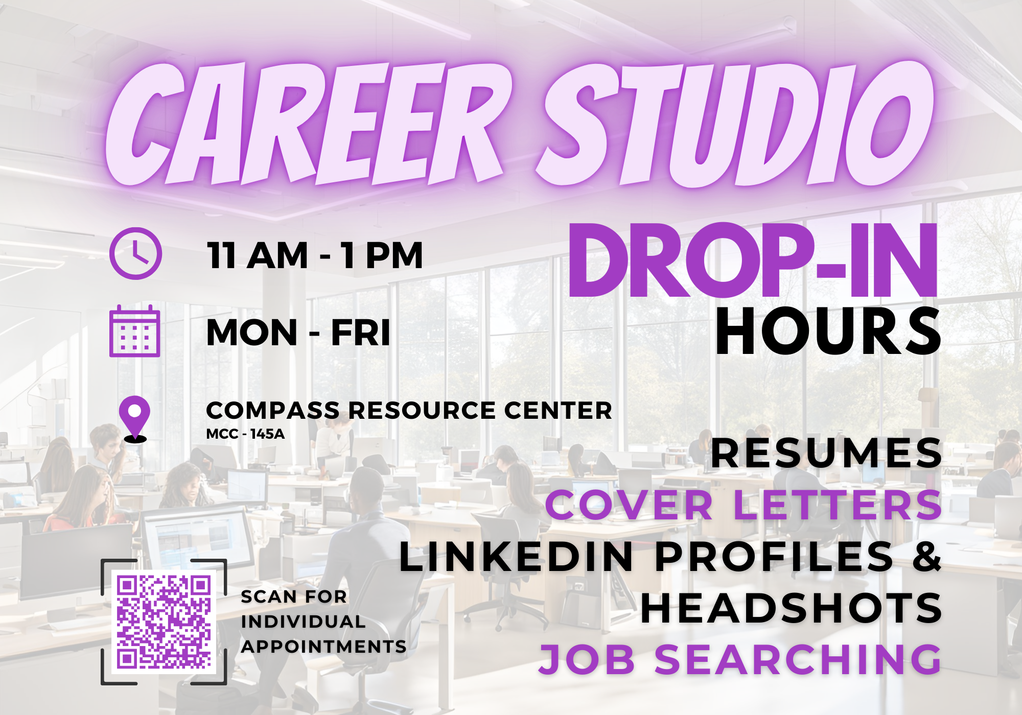 Career Studio Drop-In hours