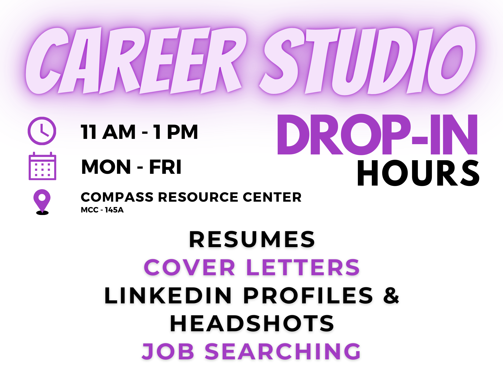 Career Services: Career Studio Drop-In Hours