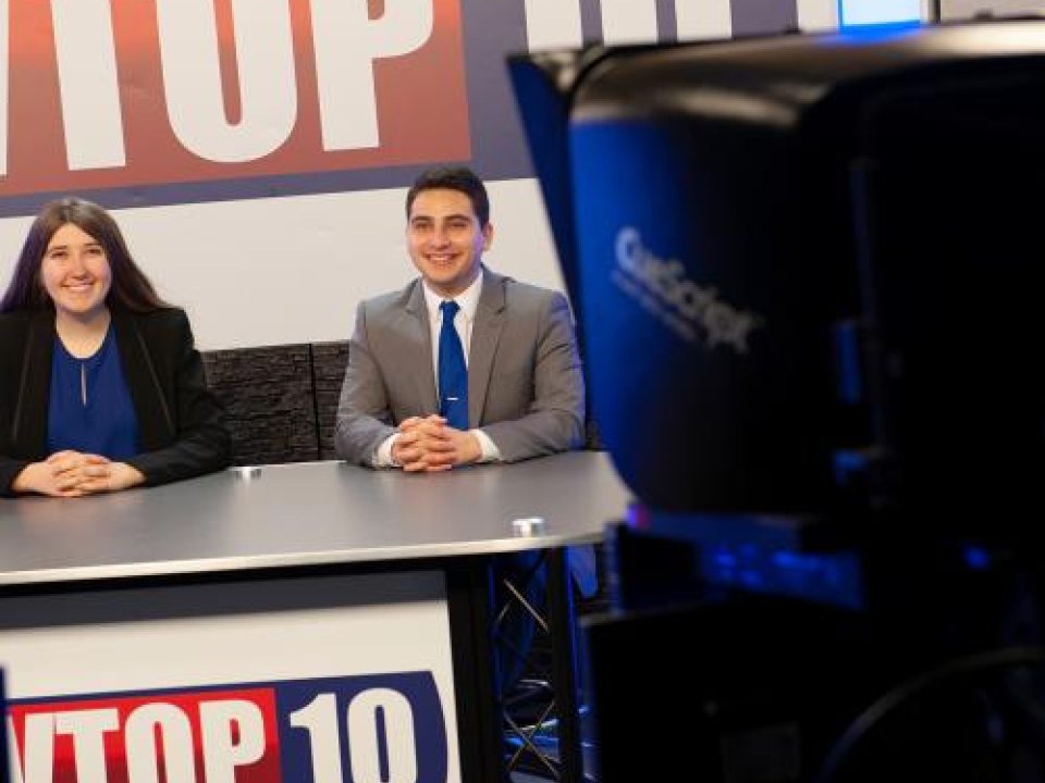 WTOP 10 News set with two anchors