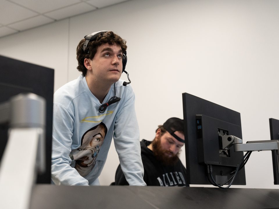 Student in control room making a decision 