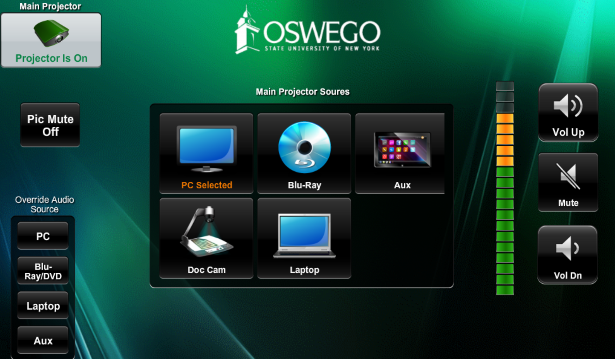 Photo of the touch panel in the room.