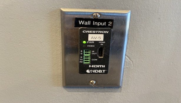 Photo shows the HDMI plug for the input on the wall. (photo doesn't include HDMI cable).