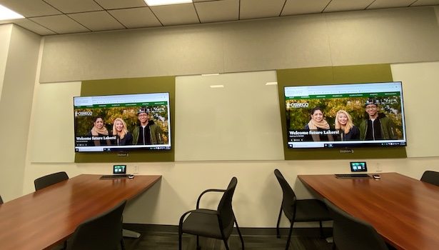 Photo of two of the student stations in the classroom.