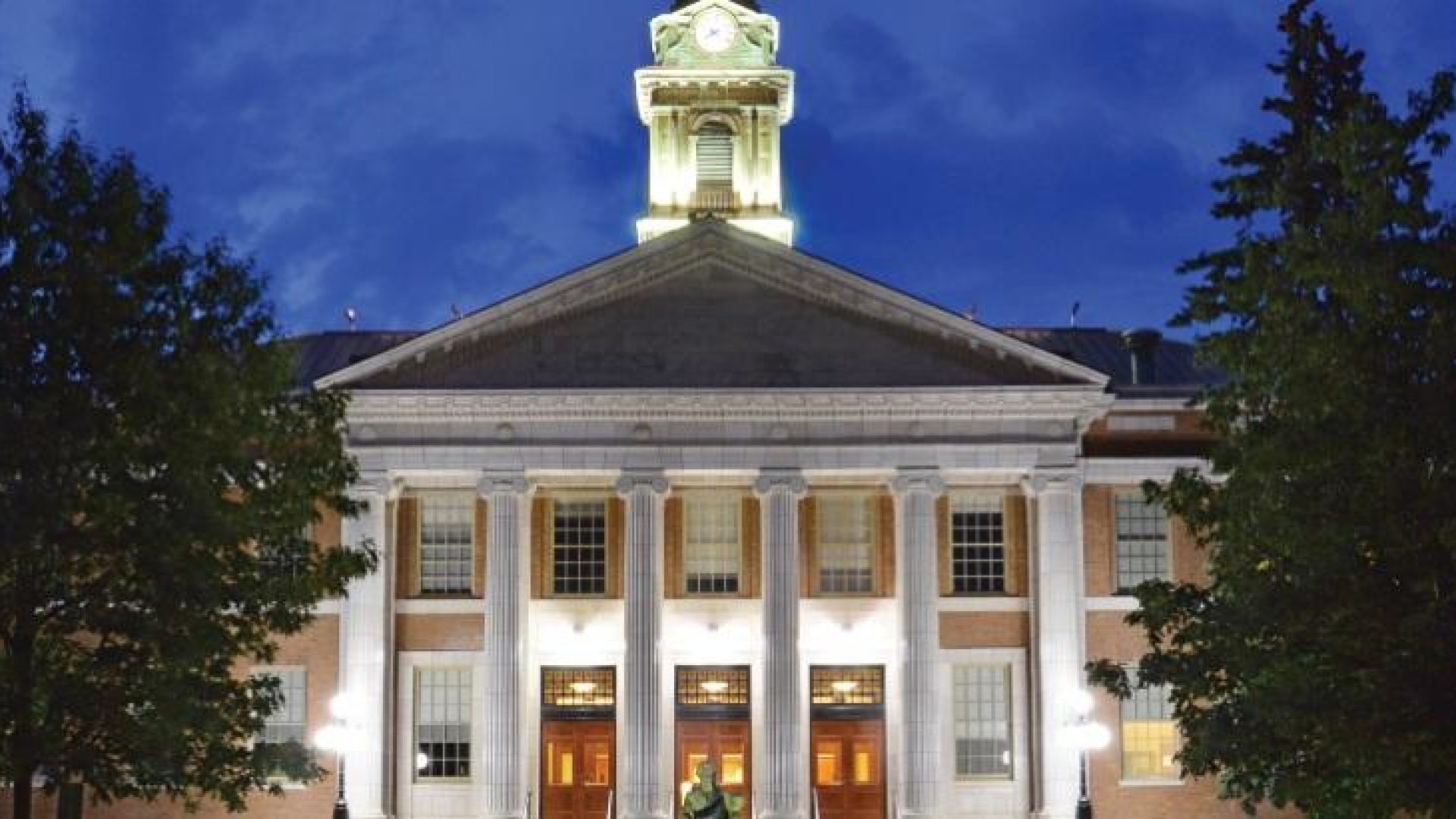 Sheldon Hall at night