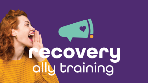 Recover Ally Training Logo with person yelling in the background