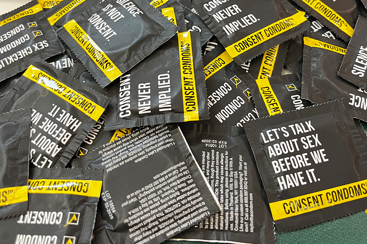 Spread of condoms on a table