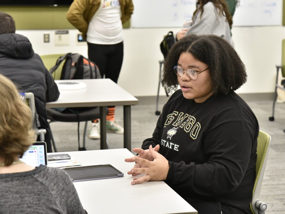 Students talking in class