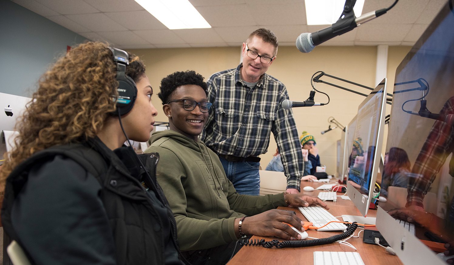 Students working in audio lab