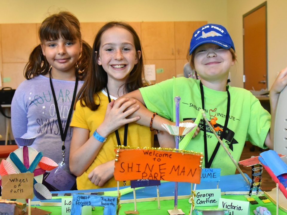The school-age students showing their display of Sheldon Park