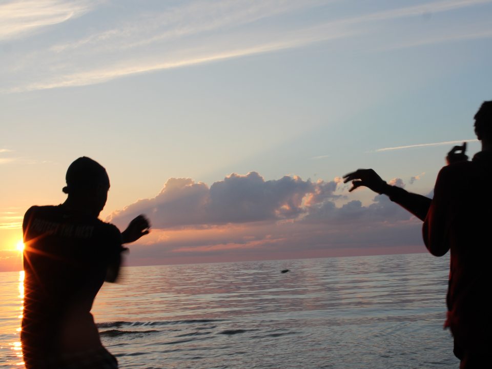 Students at Lake