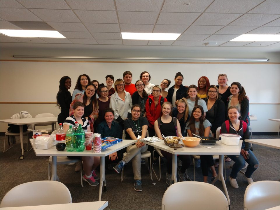English professor with students