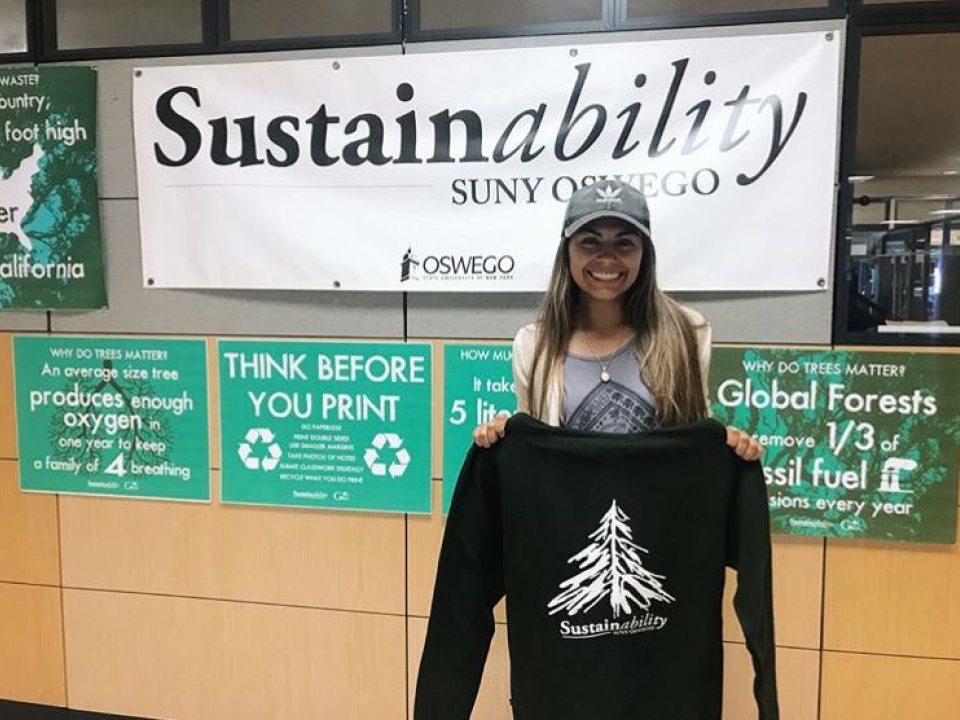 Ceseley Mulligan in front of the Sustainability office