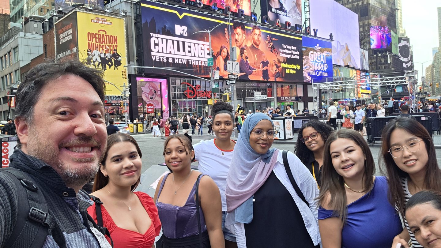 Students in Times Square