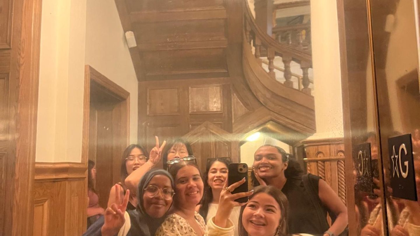 Students posing at Boldt Castle