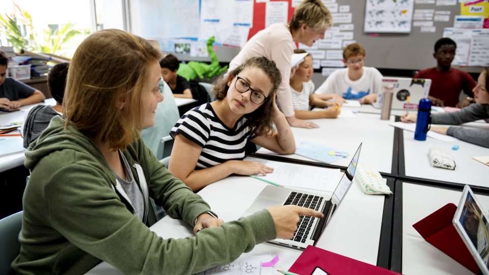 high school students in class