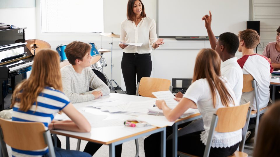 high school students in class