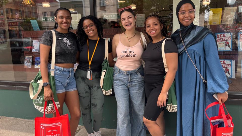 Students in downtown Oswego