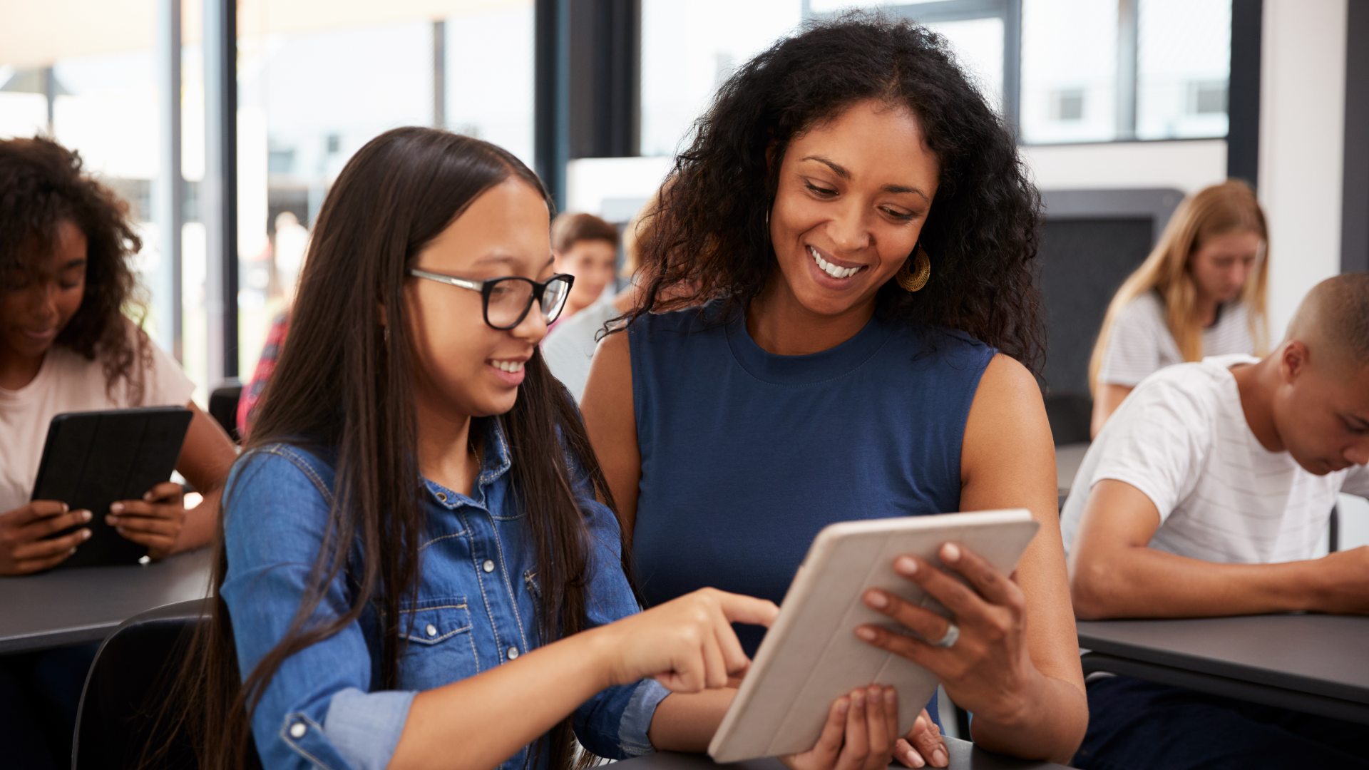 high school student and teacher