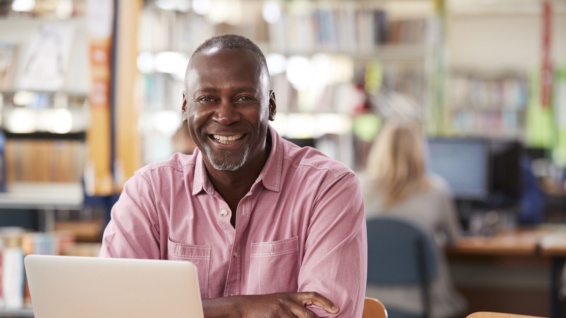 male student on laptop