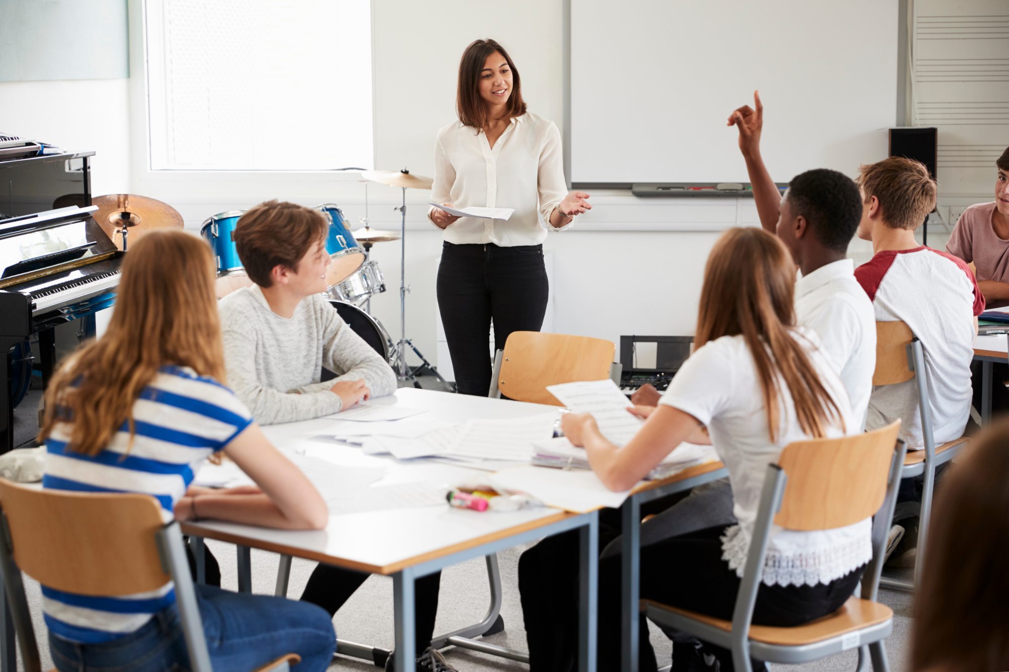 high school students in class