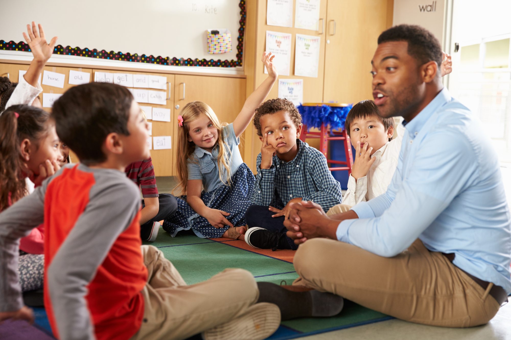 teacher in elementary classroom