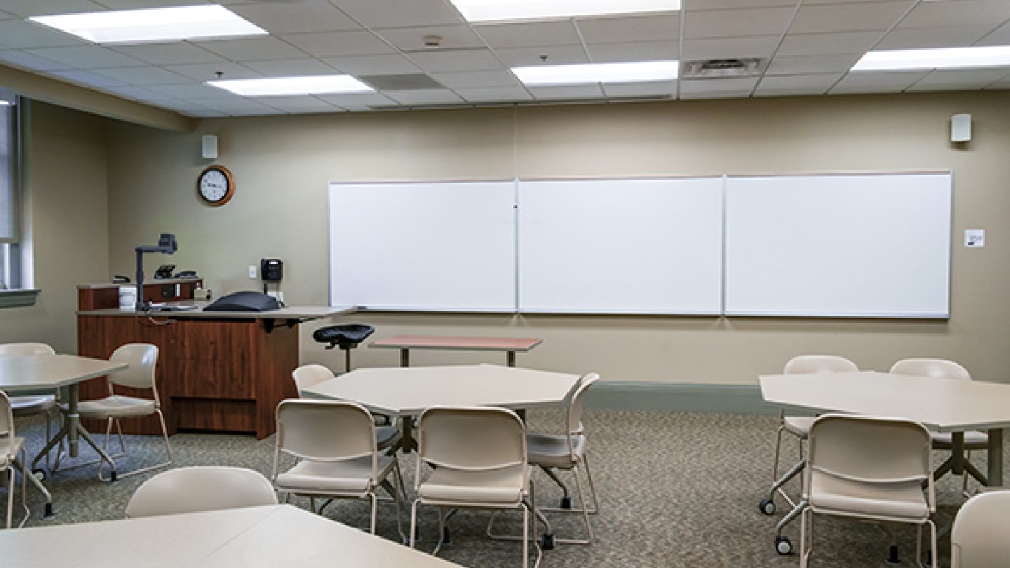 A classroom in Sheldon Hall