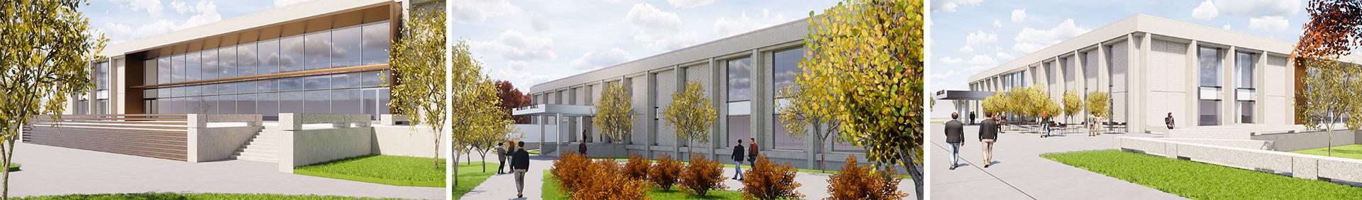 rendered drawing of Hewitt Hall from the outside