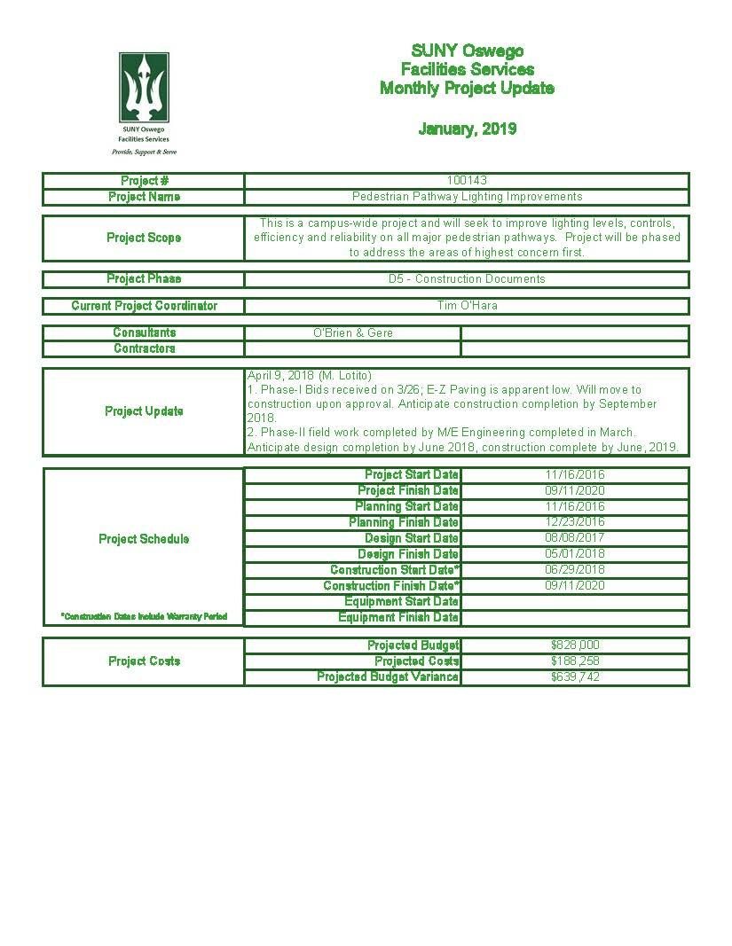 January Monthly Update form