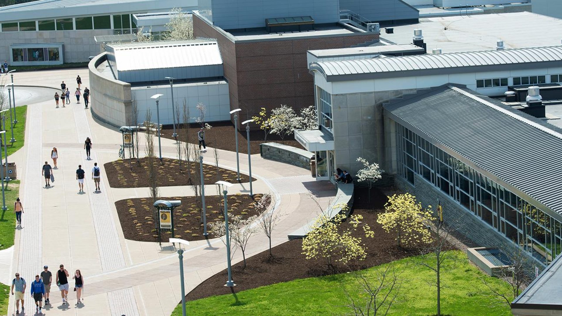 Aerial view of the quad outside Marano Campus Center