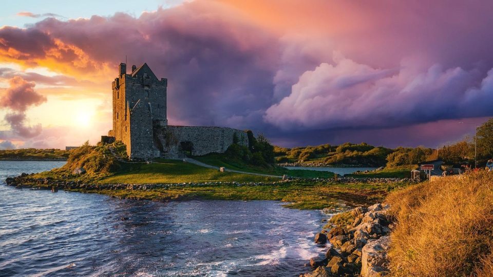 Castle in Ireland at sunset