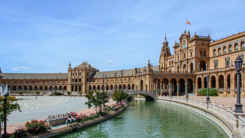 City street scene in Seville, Spain