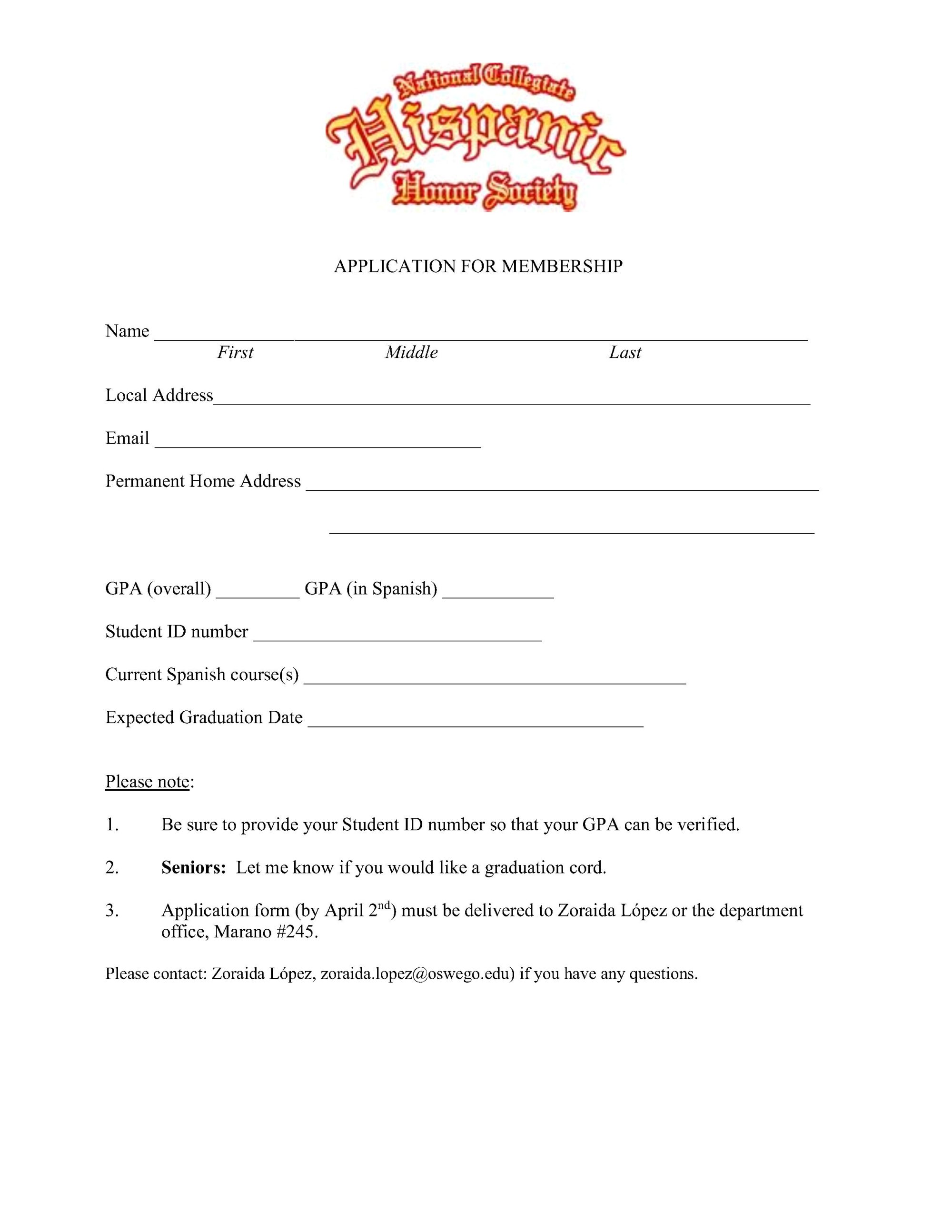 Hispanic honor society application 2023