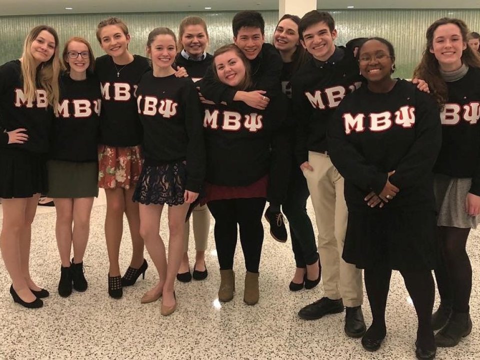 Members of the Alpha Psi class of Mu Beta Psi, Nu Chapter, April 2018