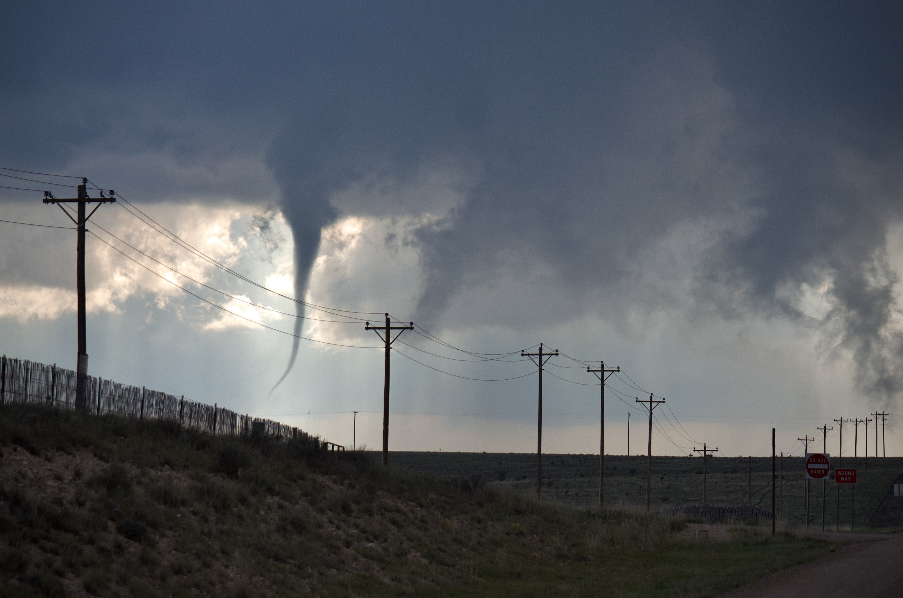 Funnel cloud in a stormy sky near the Texas Panhandle and eastern New Mexico. Funnel cloud in a stormy sky near the Texas Panhandle and eastern New Mexico.