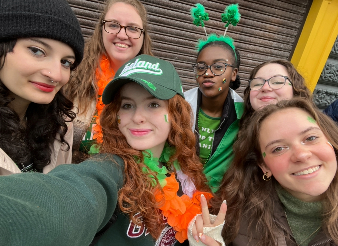 Students in "International PR: Food, Beverage, and Hospitality" explore Ireland during spring break. Pictured from left: Alexandra Teitelbaum, Emma Swift, Emma Kerl, Tatienna Samuels, Emily Mike and Megan Sutton. 