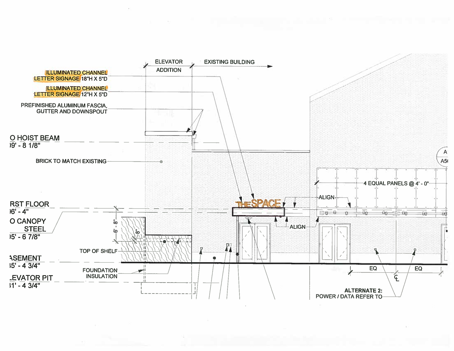 Student Activity Center project signage location and scale drawing Student Activity Center project signage location and scale drawing