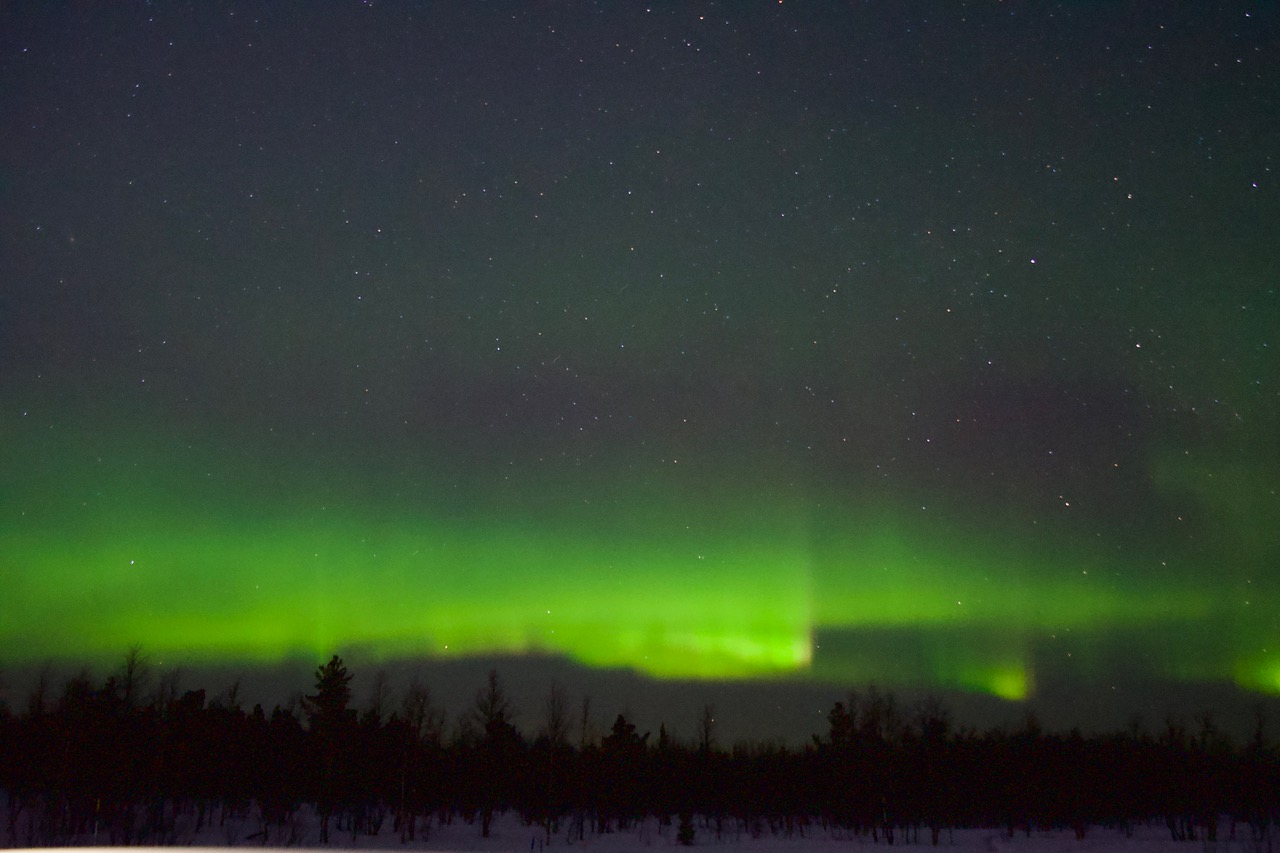 Photo of the northern lights in Sweden taken on the CAESAR field campaign. Photo of the northern lights in Sweden.