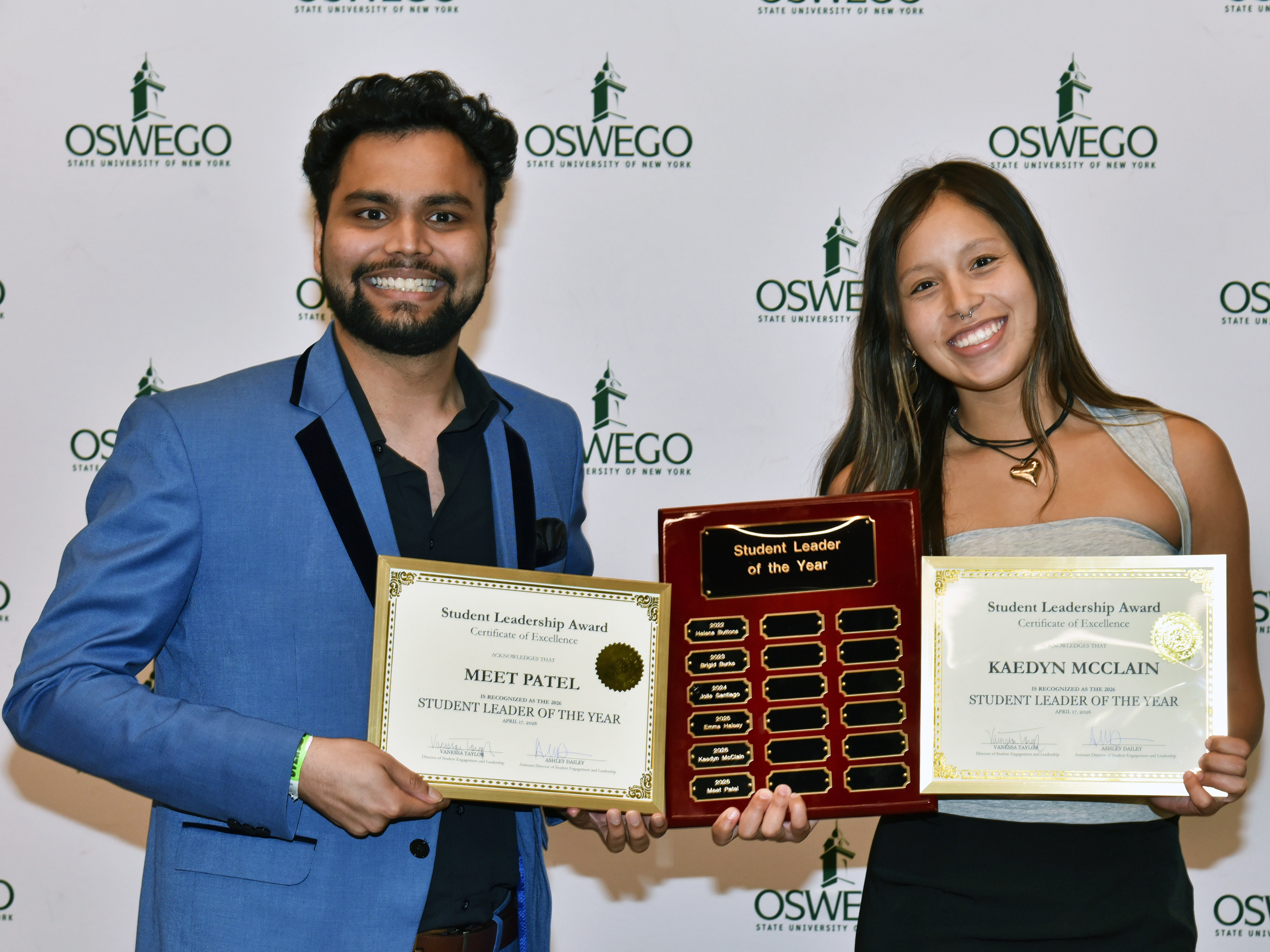 Meet Patel and Kaedyn McClain were named the Student Leaders of the Year at this year's Student Leadership Ceremony.