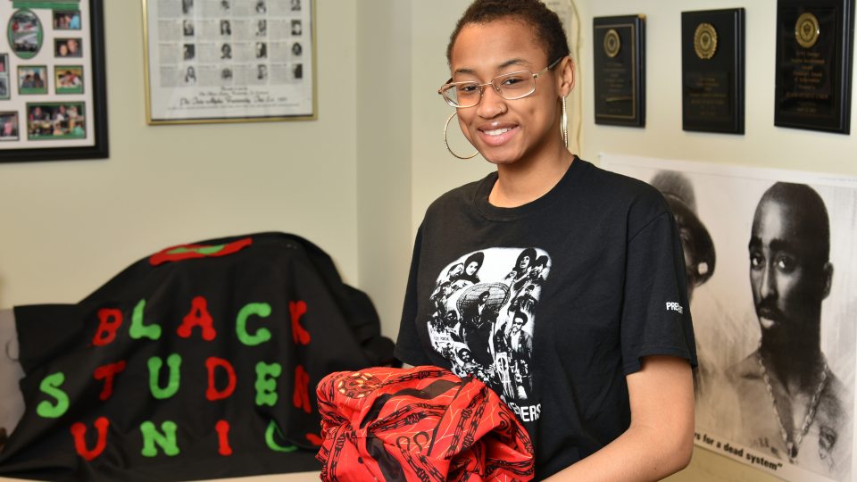 Black Student Union president Keonna Wren in the organization's offices
